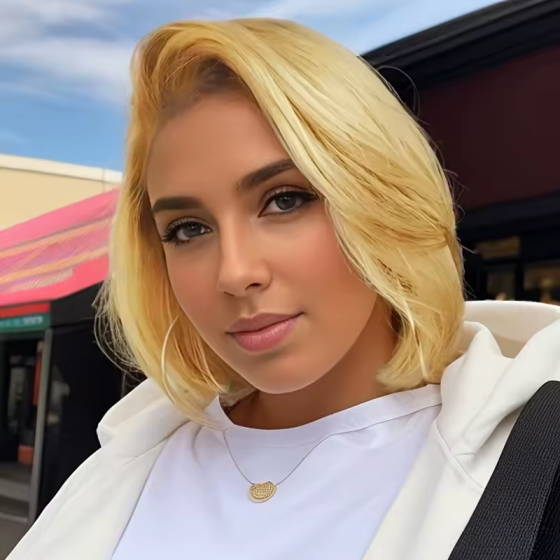 13x4 Lace Front 100% Brazilian Human Hair Bob Wig: #1B30 Color, Preplucked Straight Pixie