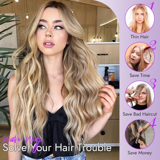 26" Ombre Blonde Human Hair Wig: 4x1 Lace, Glueless, Long Wavy